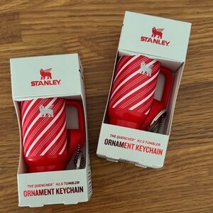 *2 for $25* Stanley Red and White Striped Christmas Ornament Keychain Mug